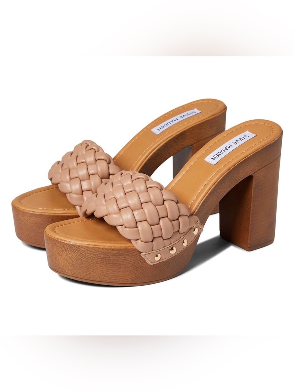 Steve Madden Tan Blush Braided Platform Sandals size 5